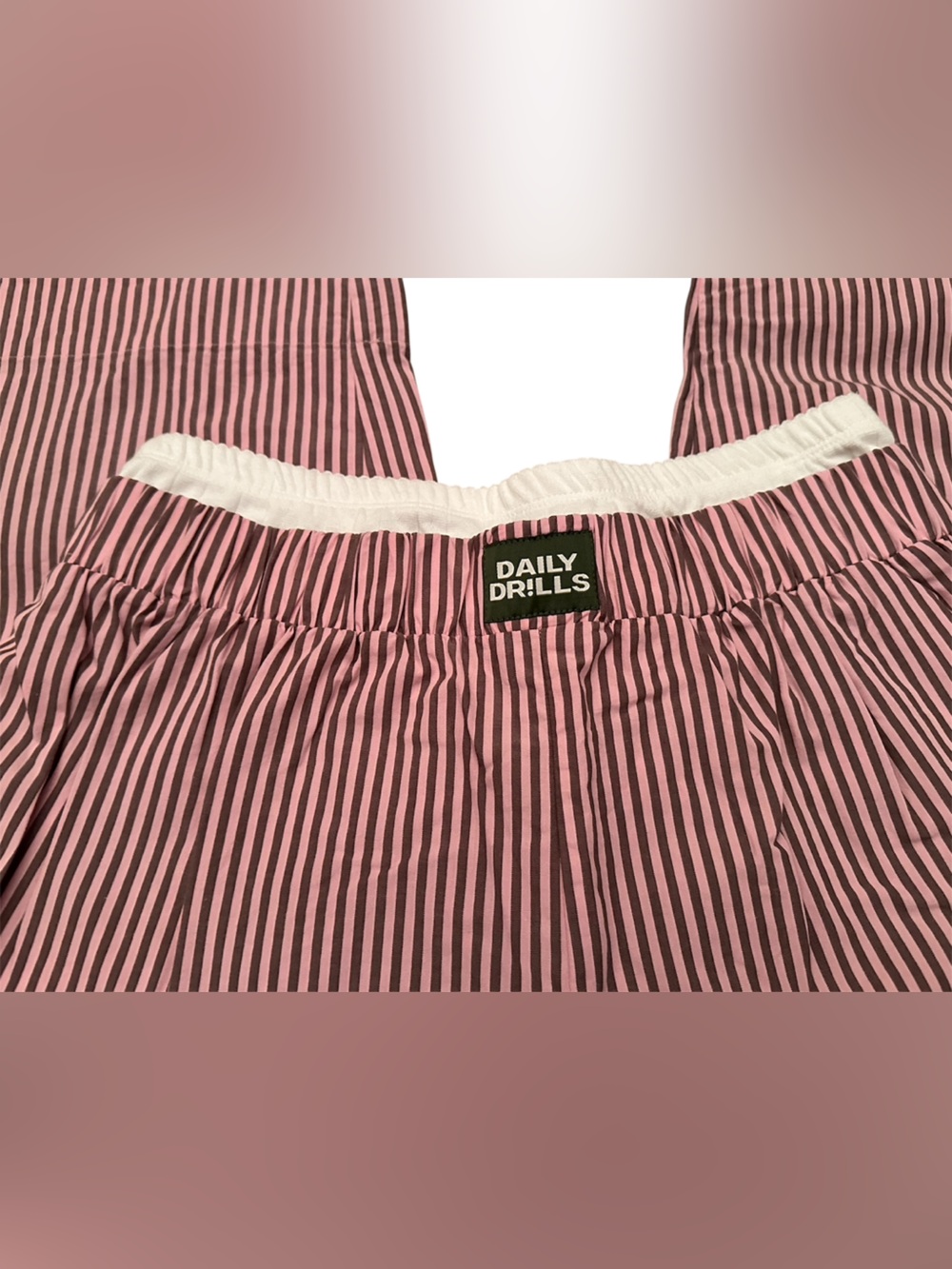 Daily Drills Pointelle Layered Resort Pants!  Mocha and Pink Striped- Size M/L - Picture 4 of 6